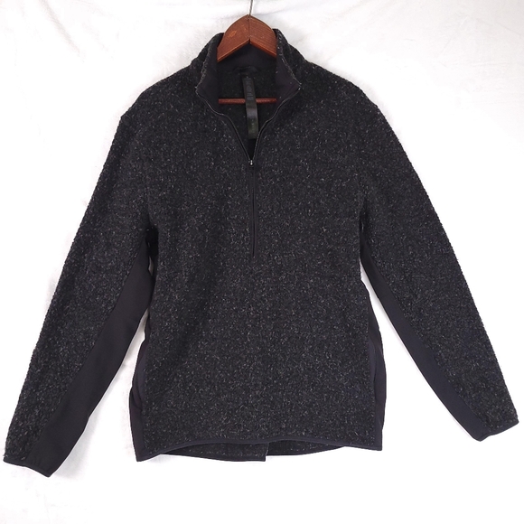 Lululemon Tundra Trek 1/2 Zip Men L Charcoal Black M3BT0S Sherpa Fleece - Picture 1 of 5